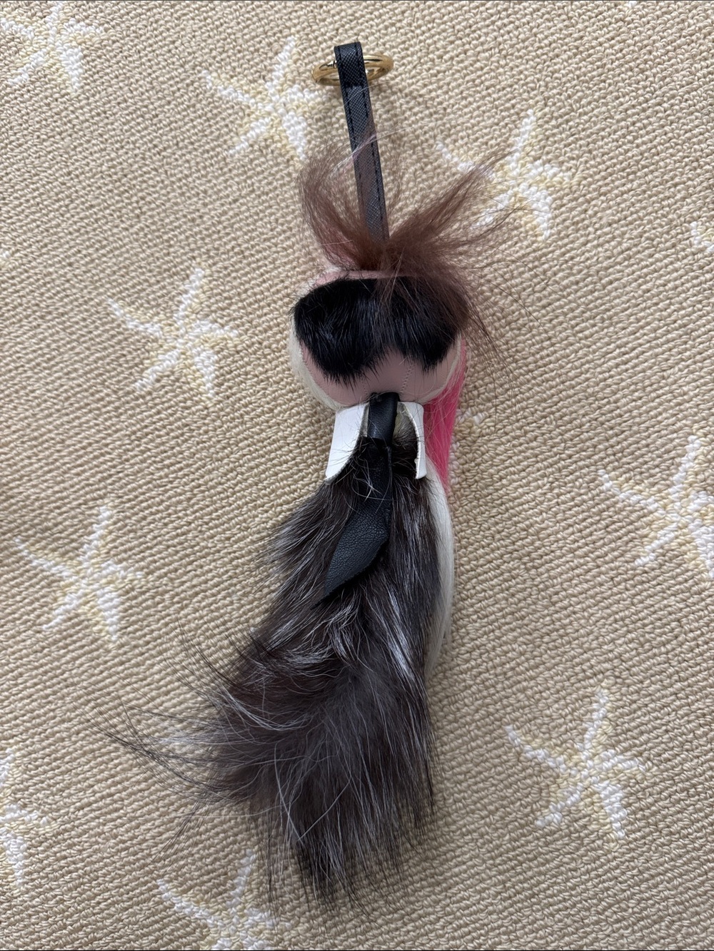 Karl Lagerfeld Keychain Charm - Pink and Black Fur